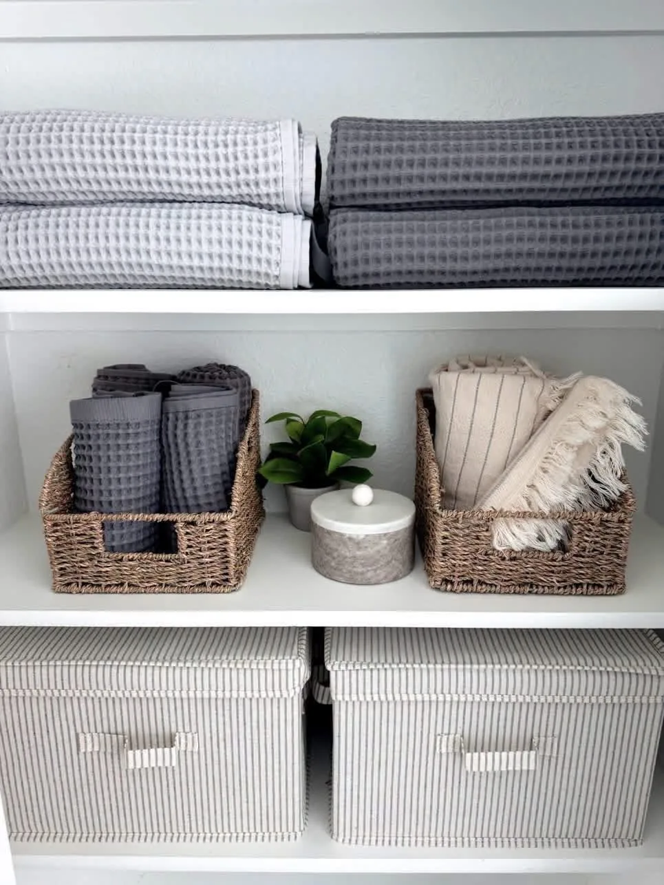 Neatly organized closet shelves